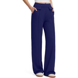 G4Free EverGoing Women’s Wide Leg Pants High Waisted Yoga Pants Dressy Casual Trousers with Pockets(Royal Blue)