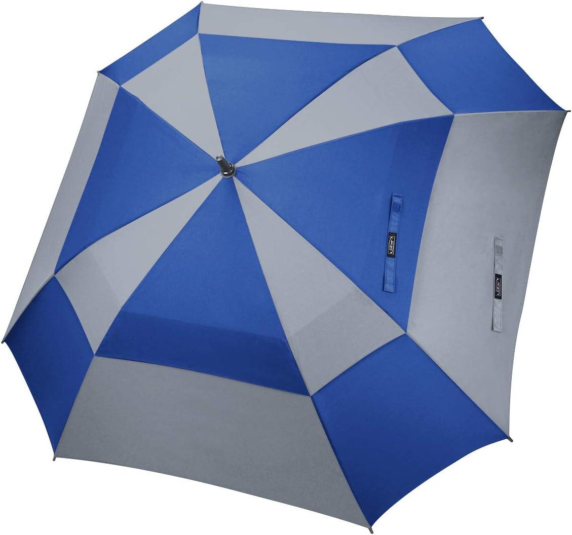 imageG4Free Extra Large Golf Umbrella 6268 inch Square Vented Windproof Auto Open Double Canopy Oversized Stick UmbrellaBlueGrey