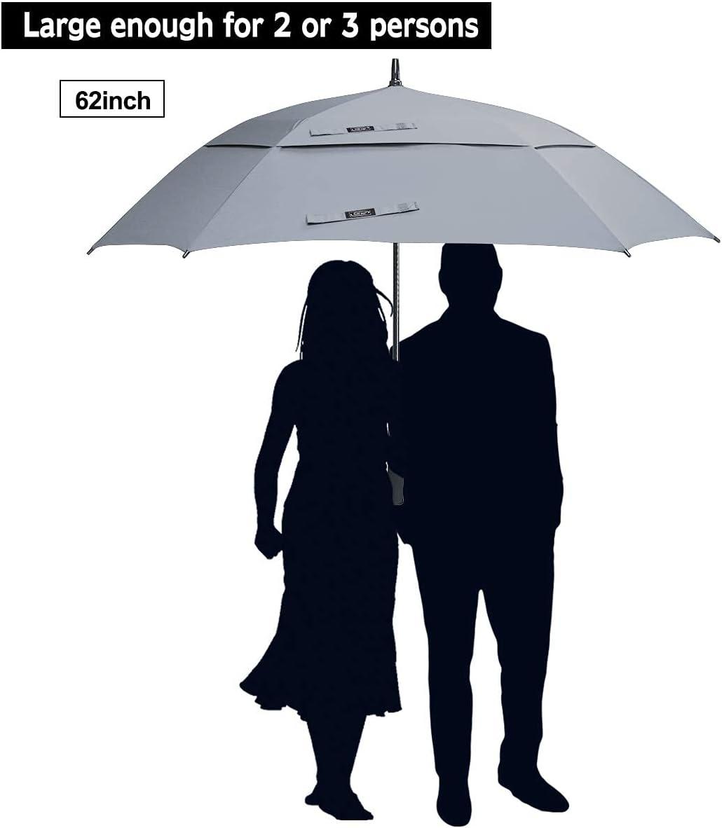 imageG4Free Extra Large Golf Umbrella 6268 inch Square Vented Windproof Auto Open Double Canopy Oversized Stick UmbrellaGrey
