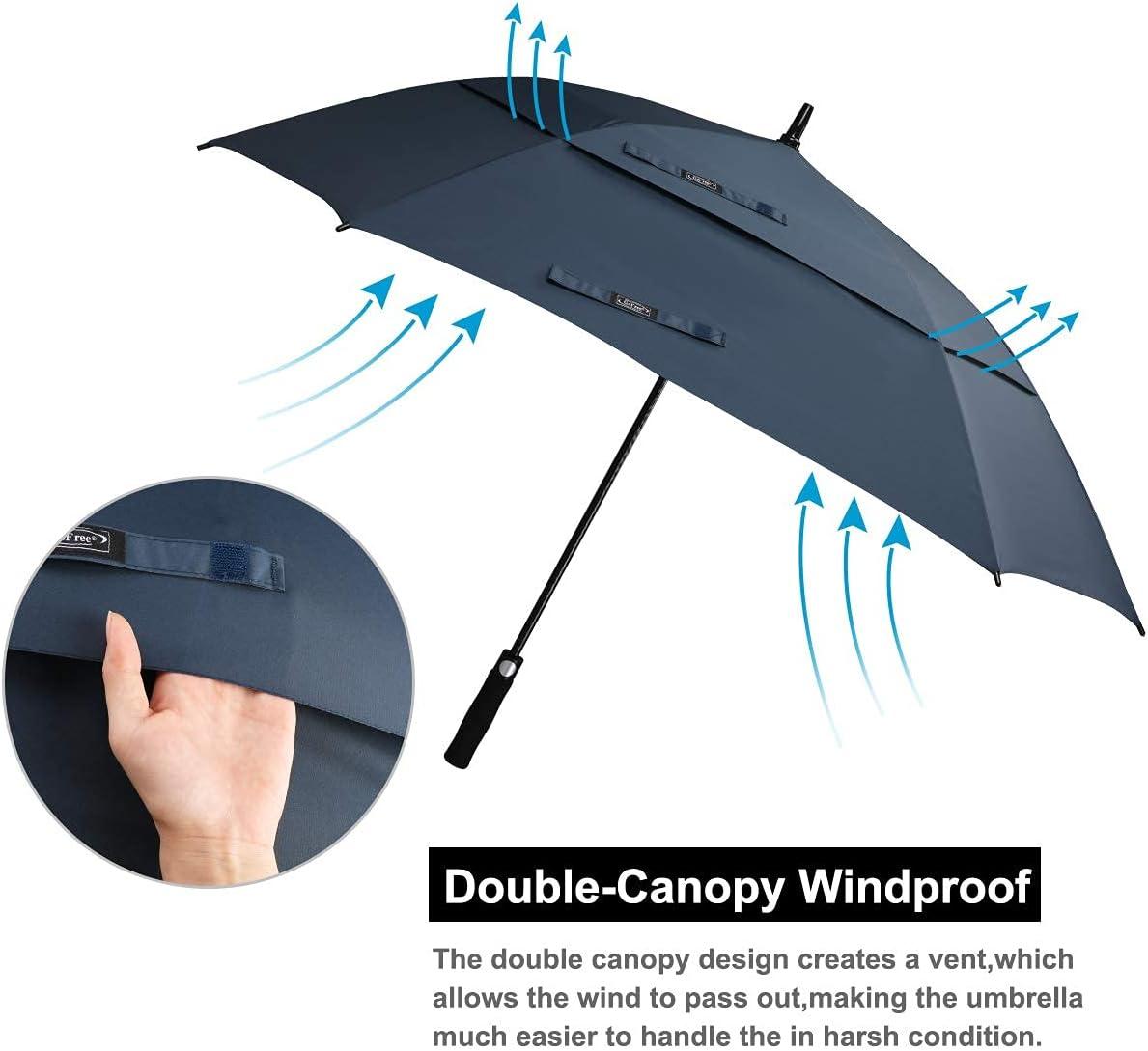 imageG4Free Extra Large Golf Umbrella 6268 inch Square Vented Windproof Auto Open Double Canopy Oversized Stick UmbrellaNavy Blue