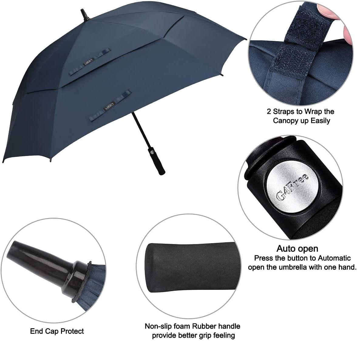 imageG4Free Extra Large Golf Umbrella 6268 inch Square Vented Windproof Auto Open Double Canopy Oversized Stick UmbrellaNavy Blue