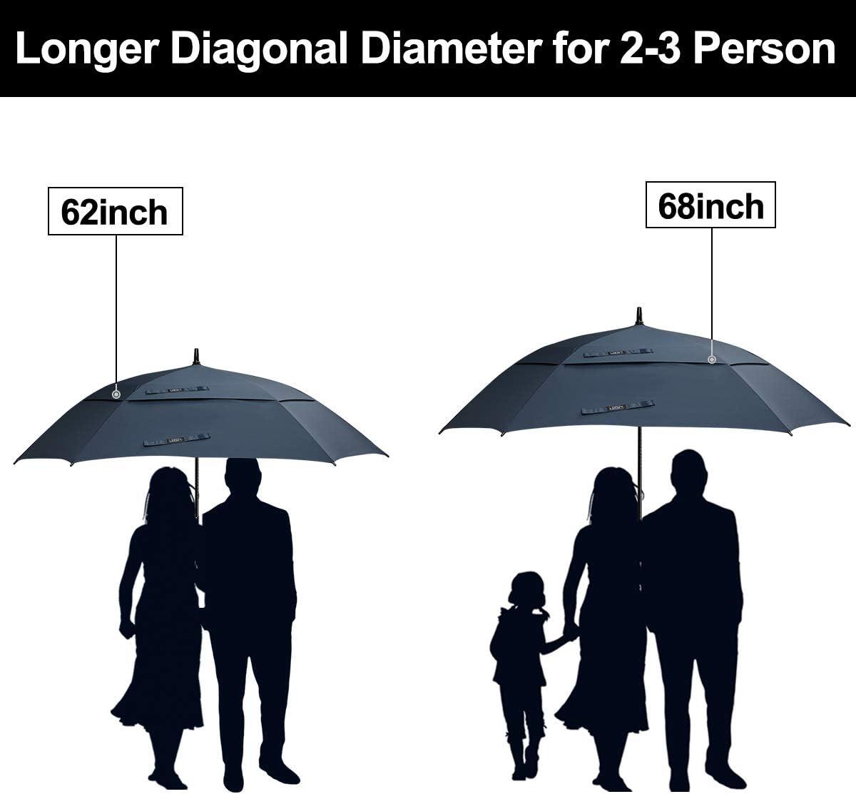 imageG4Free Extra Large Golf Umbrella 6268 inch Square Vented Windproof Auto Open Double Canopy Oversized Stick UmbrellaNavy Blue