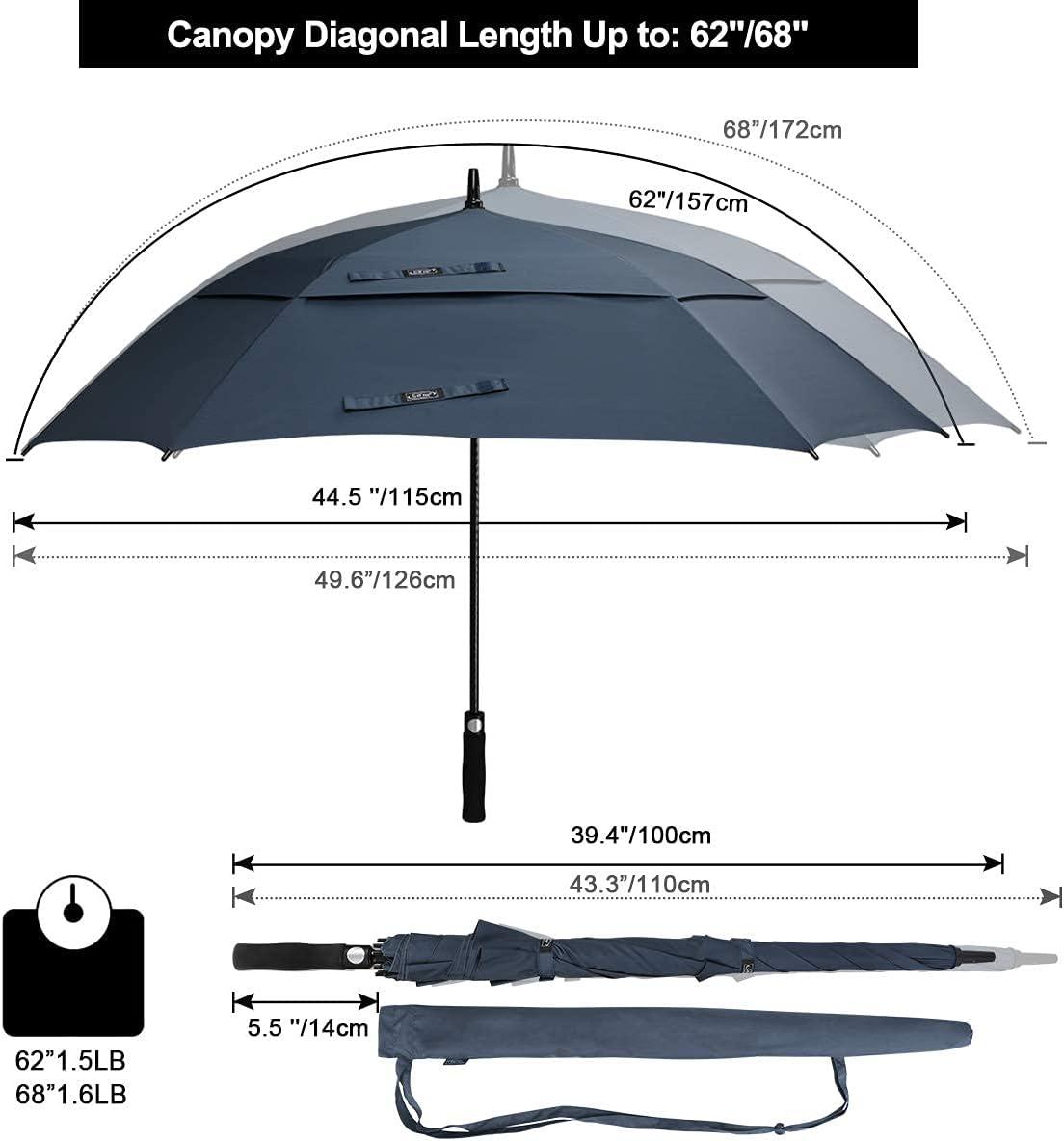 imageG4Free Extra Large Golf Umbrella 6268 inch Square Vented Windproof Auto Open Double Canopy Oversized Stick UmbrellaNavy Blue