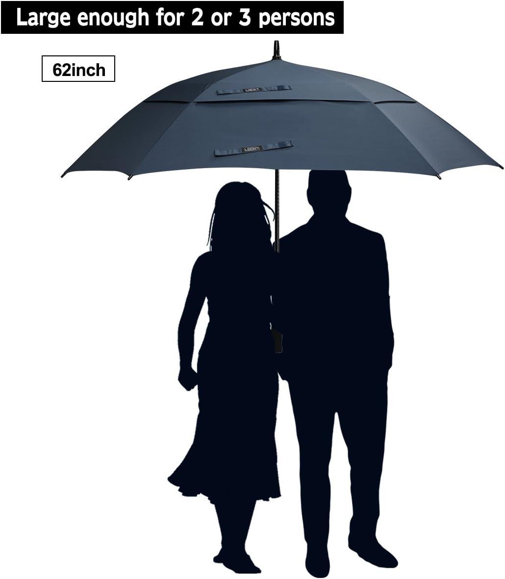 imageG4Free Extra Large Golf Umbrella 6268 inch Square Vented Windproof Auto Open Double Canopy Oversized Stick UmbrellaNavy Blue