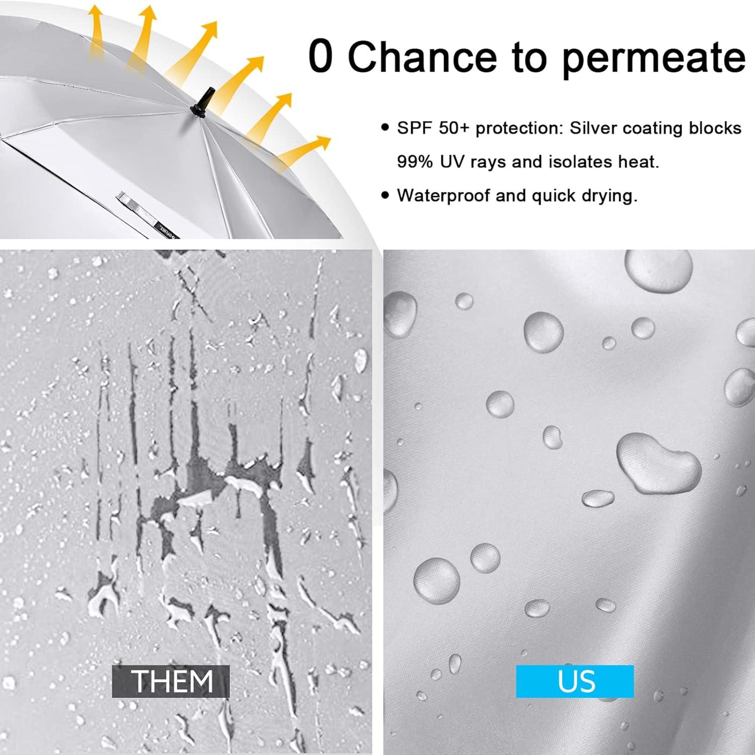 imageG4Free Extra Large Golf Umbrella 6268 inch Square Vented Windproof Auto Open Double Canopy Oversized Stick UmbrellaUV Silver