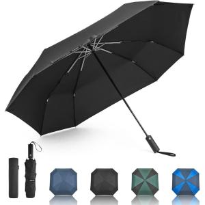 G4Free 54 Inch Large Golf Umbrella, Automatic Square 3 Folding Windproof Compact Travel Rain Umbrella(Black)