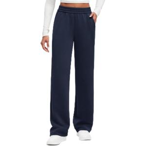 G4Free Smoofit Modal Soft Wide Leg Sweatpants for Women High Waisted Casual Lounge Travel Pants with Pockets(Dark Blue)