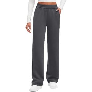 G4Free Smoofit Modal Soft Wide Leg Sweatpants for Women High Waisted Casual Lounge Travel Pants with Pockets(Dark Grey)