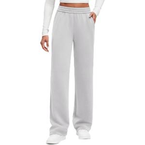 G4Free Smoofit Modal Soft Wide Leg Sweatpants for Women High Waisted Casual Lounge Travel Pants with Pockets(Light Grey)