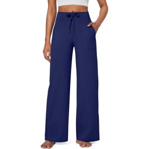 G4Free EverGoing Wide Leg Pants for Women Yoga Pants High Waist Sweatpants with Pockets Stretch Lounge Pants Comfy Workout(Royal Blue)