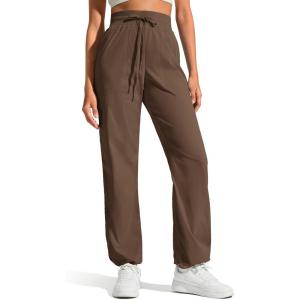 G4Free Lightweight Women’s Straight Leg Workout Pants Ruched Drawstring Joggers with Pockets Casual Athletic Slacks(Lava Cake)