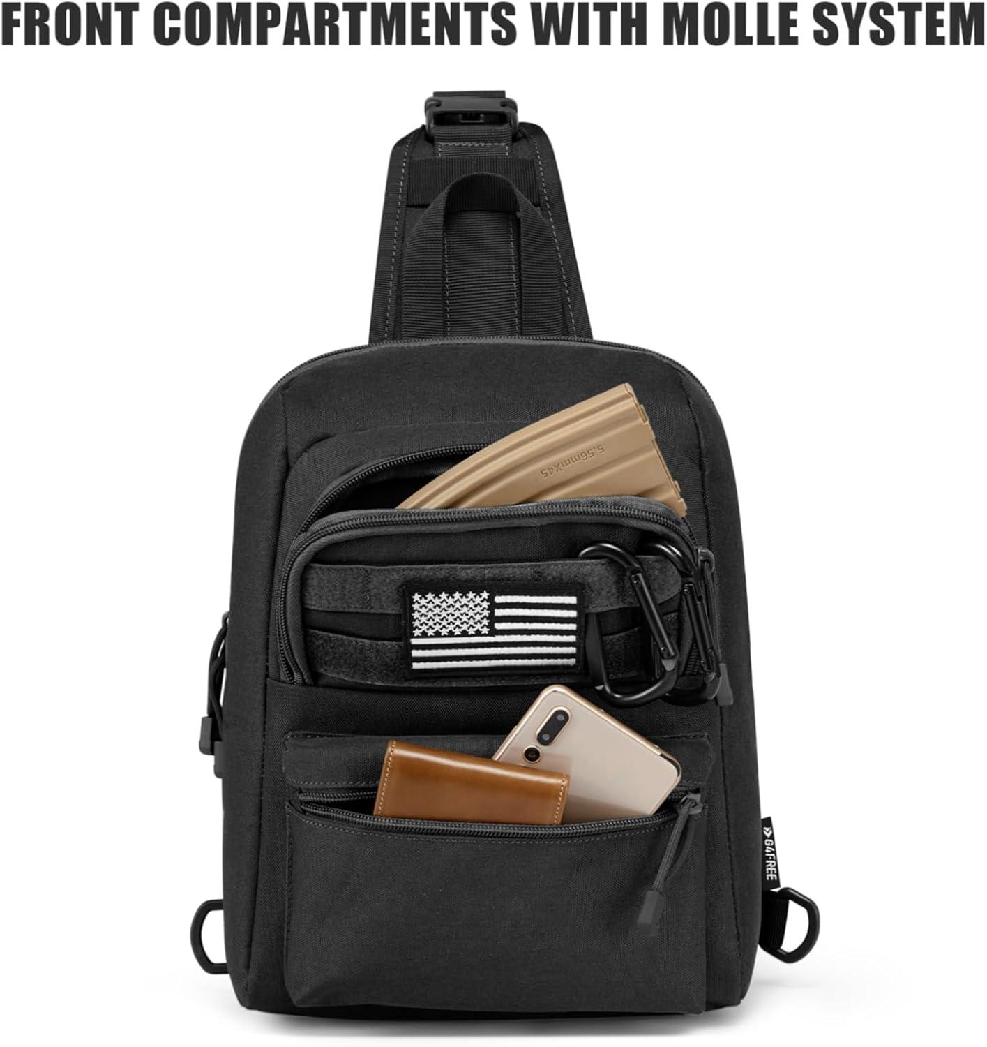 imageG4Free Tactical Sling Bag Backpack EDC Concealed Carry Bag Small Crossbody Shoulder Chest PackBlack