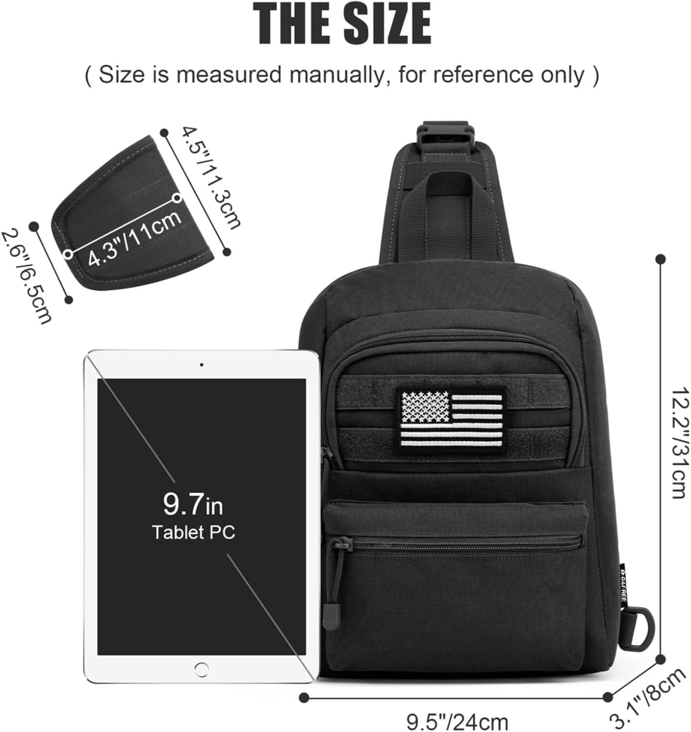 imageG4Free Tactical Sling Bag Backpack EDC Concealed Carry Bag Small Crossbody Shoulder Chest PackBlack