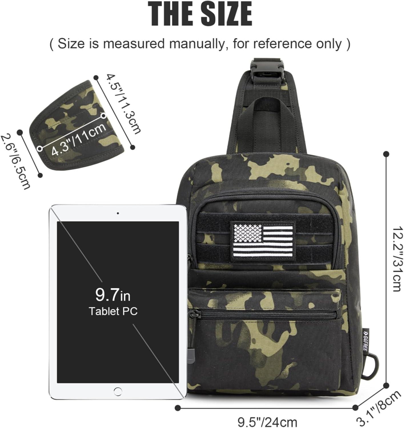 imageG4Free Tactical Sling Bag Backpack EDC Concealed Carry Bag Small Crossbody Shoulder Chest PackBlack Camo