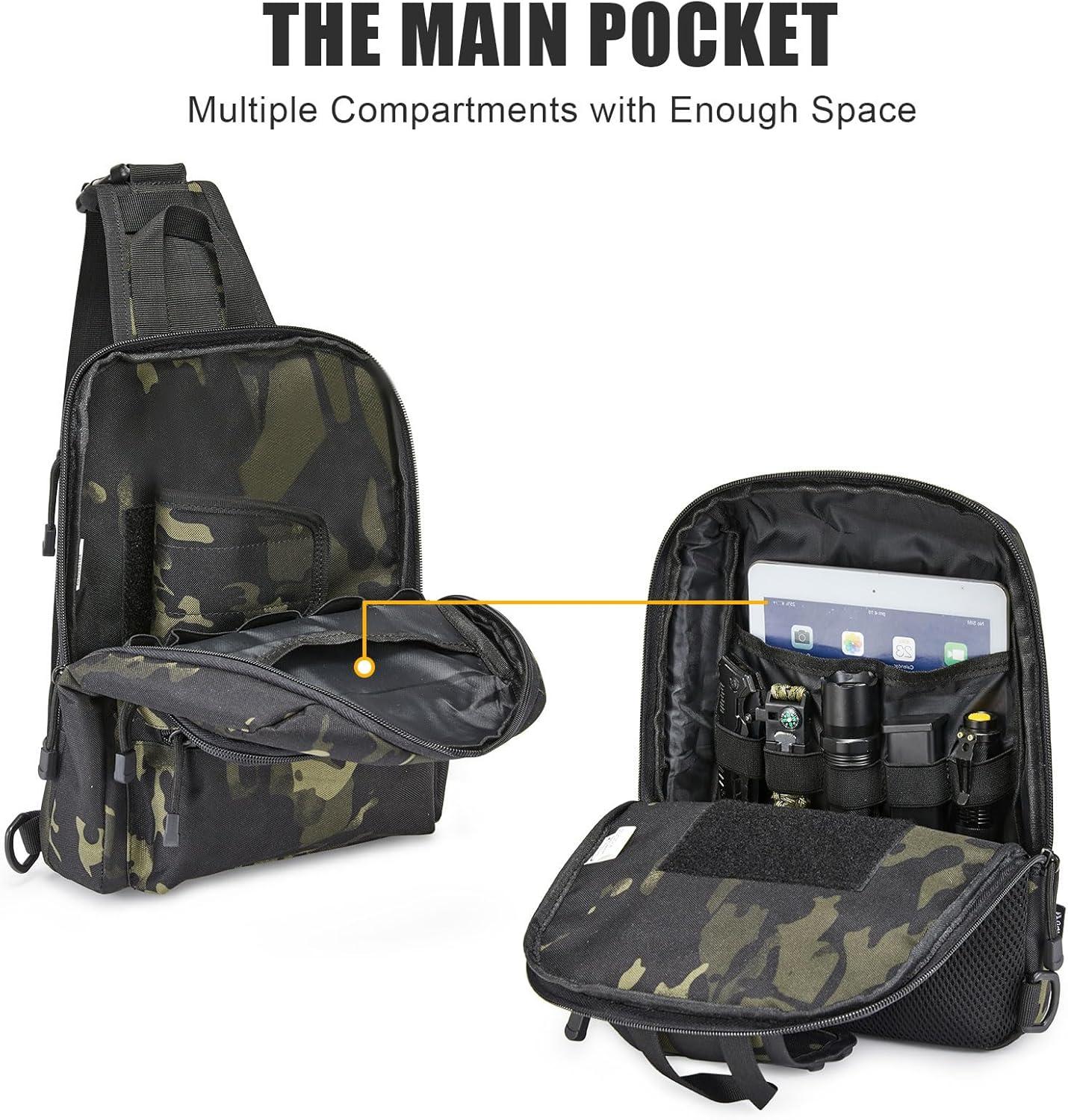 imageG4Free Tactical Sling Bag Backpack EDC Concealed Carry Bag Small Crossbody Shoulder Chest PackBlack Camo