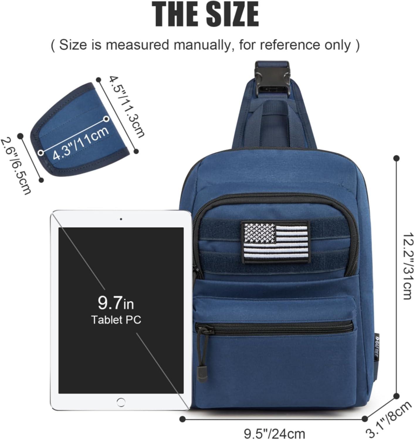 imageG4Free Tactical Sling Bag Backpack EDC Concealed Carry Bag Small Crossbody Shoulder Chest PackDark Blue
