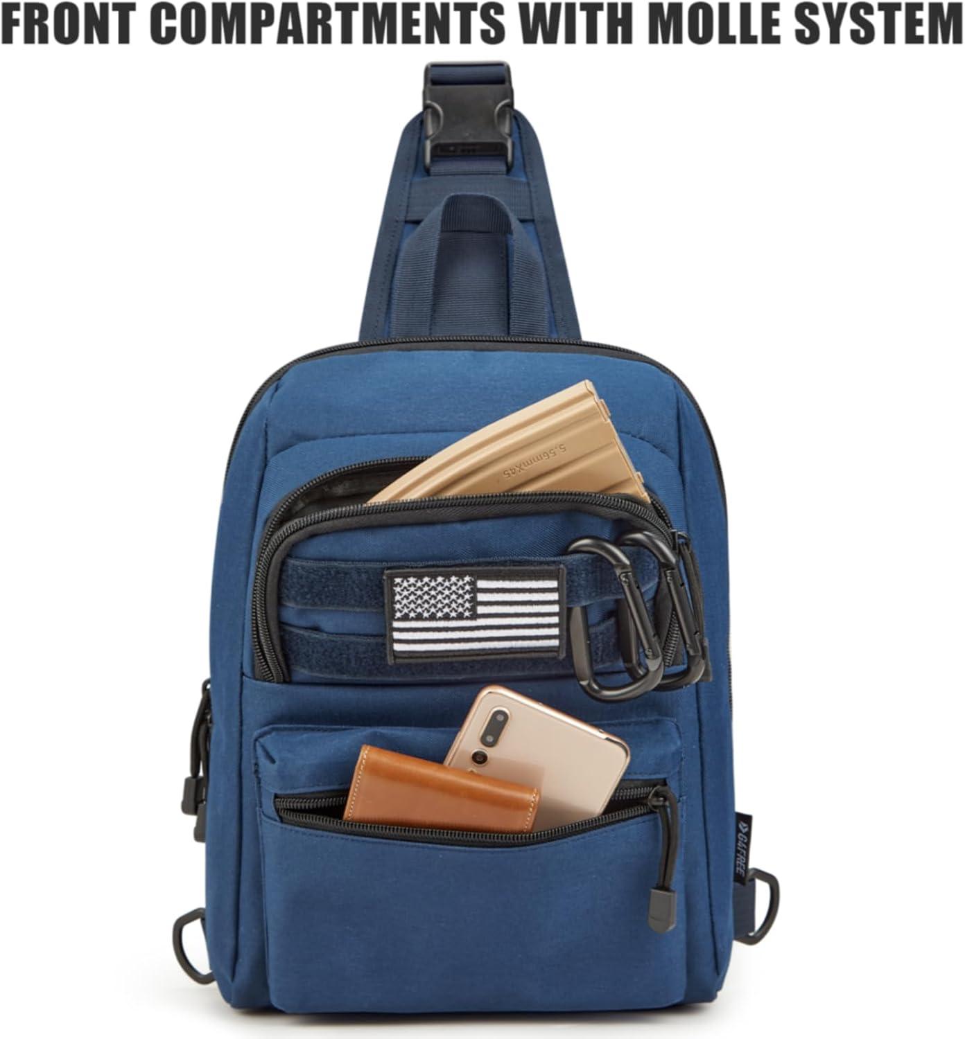 imageG4Free Tactical Sling Bag Backpack EDC Concealed Carry Bag Small Crossbody Shoulder Chest PackDark Blue