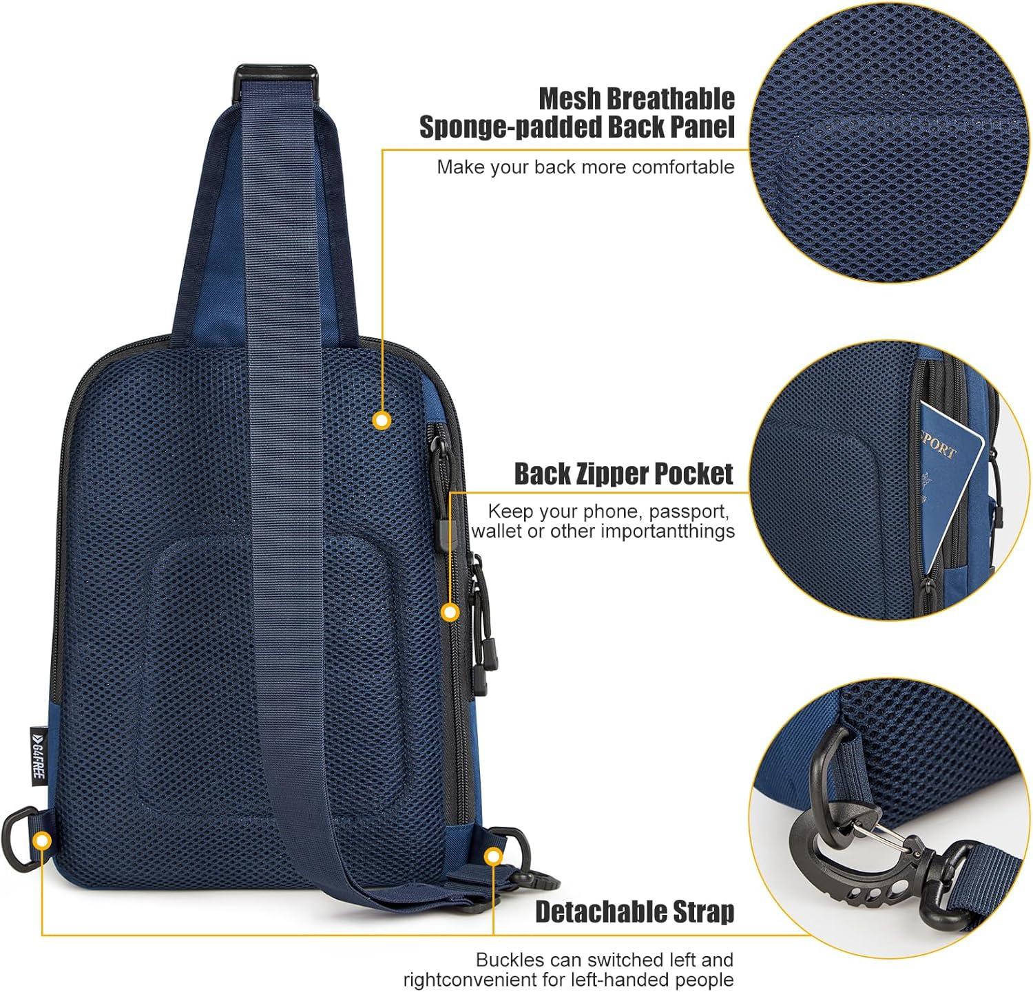 imageG4Free Tactical Sling Bag Backpack EDC Concealed Carry Bag Small Crossbody Shoulder Chest PackDark Blue