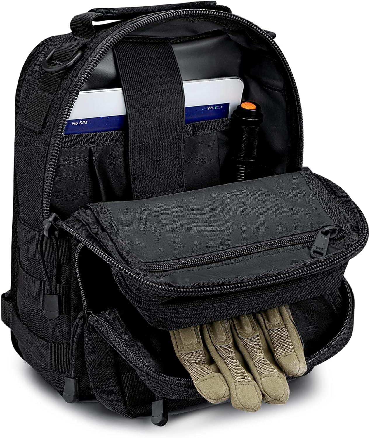 imageG4Free Tactical Sling Bag Backpack Military Rover Shoulder Sling Pack Molle EDC Small Crossbody Chest PackBlack