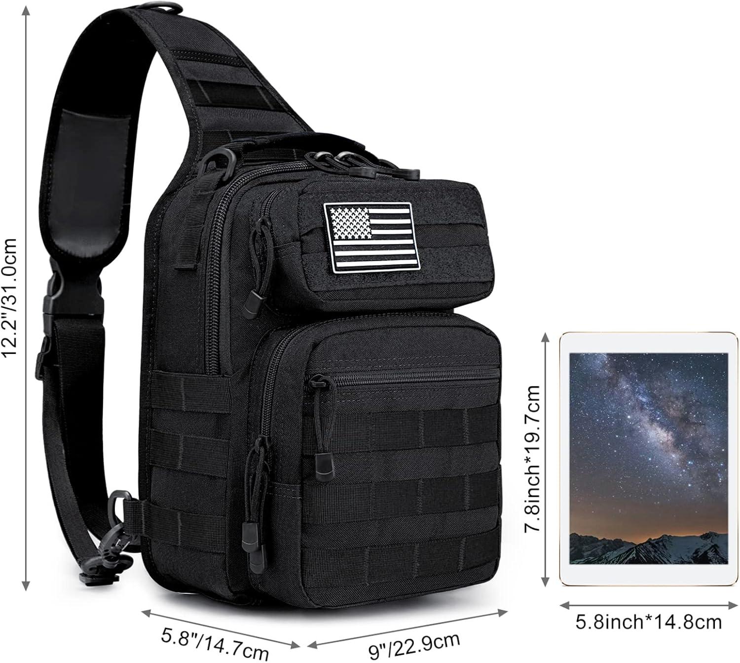 imageG4Free Tactical Sling Bag Backpack Military Rover Shoulder Sling Pack Molle EDC Small Crossbody Chest PackBlack