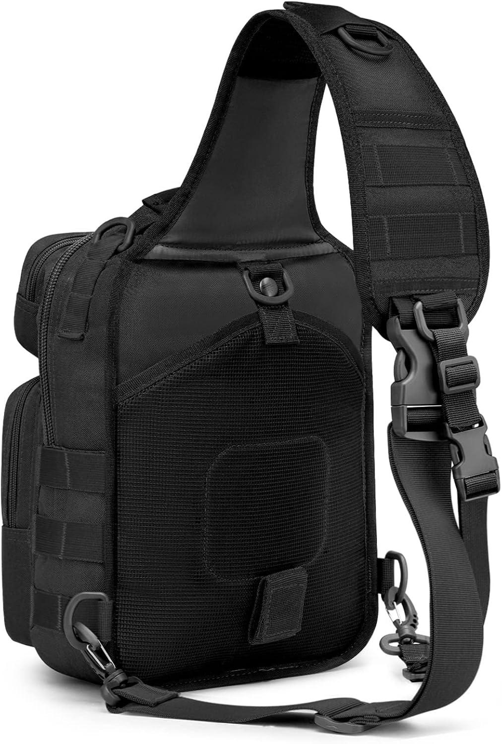 imageG4Free Tactical Sling Bag Backpack Military Rover Shoulder Sling Pack Molle EDC Small Crossbody Chest PackBlack