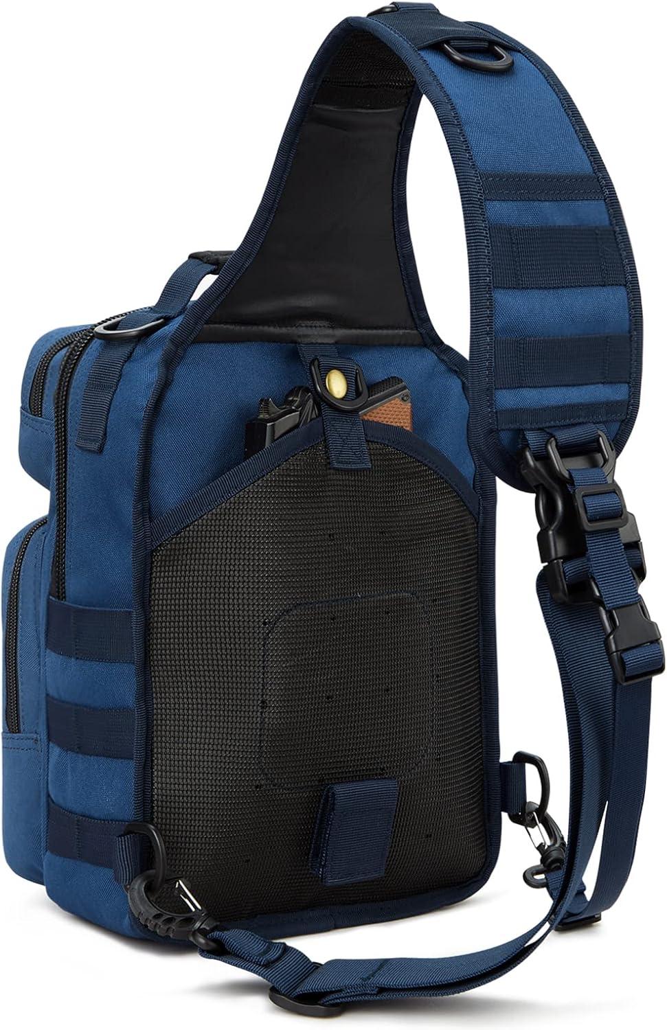 imageG4Free Tactical Sling Bag Backpack Military Rover Shoulder Sling Pack Molle EDC Small Crossbody Chest PackDark Blue