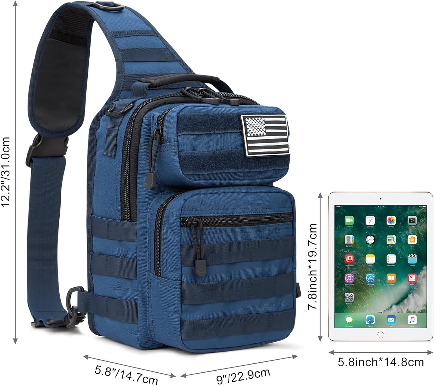imageG4Free Tactical Sling Bag Backpack Military Rover Shoulder Sling Pack Molle EDC Small Crossbody Chest PackDark Blue