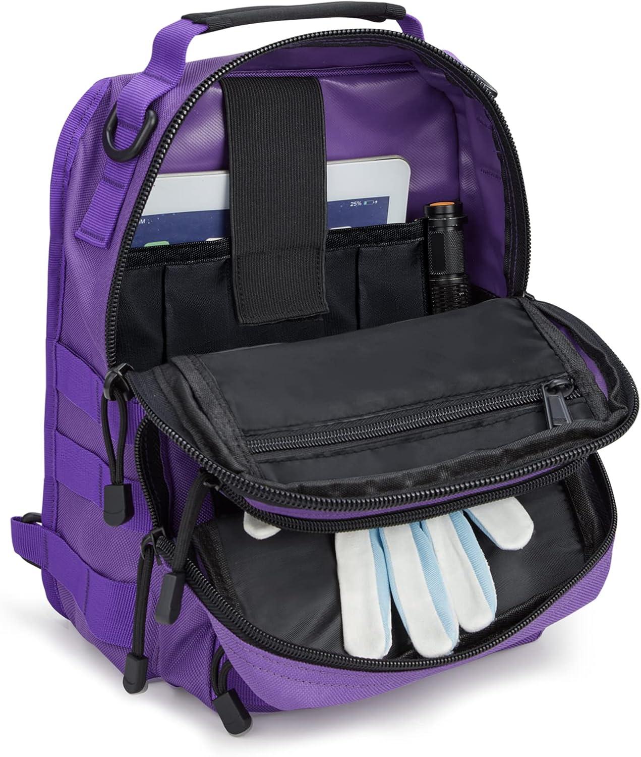 imageG4Free Tactical Sling Bag Backpack Military Rover Shoulder Sling Pack Molle EDC Small Crossbody Chest PackPurple
