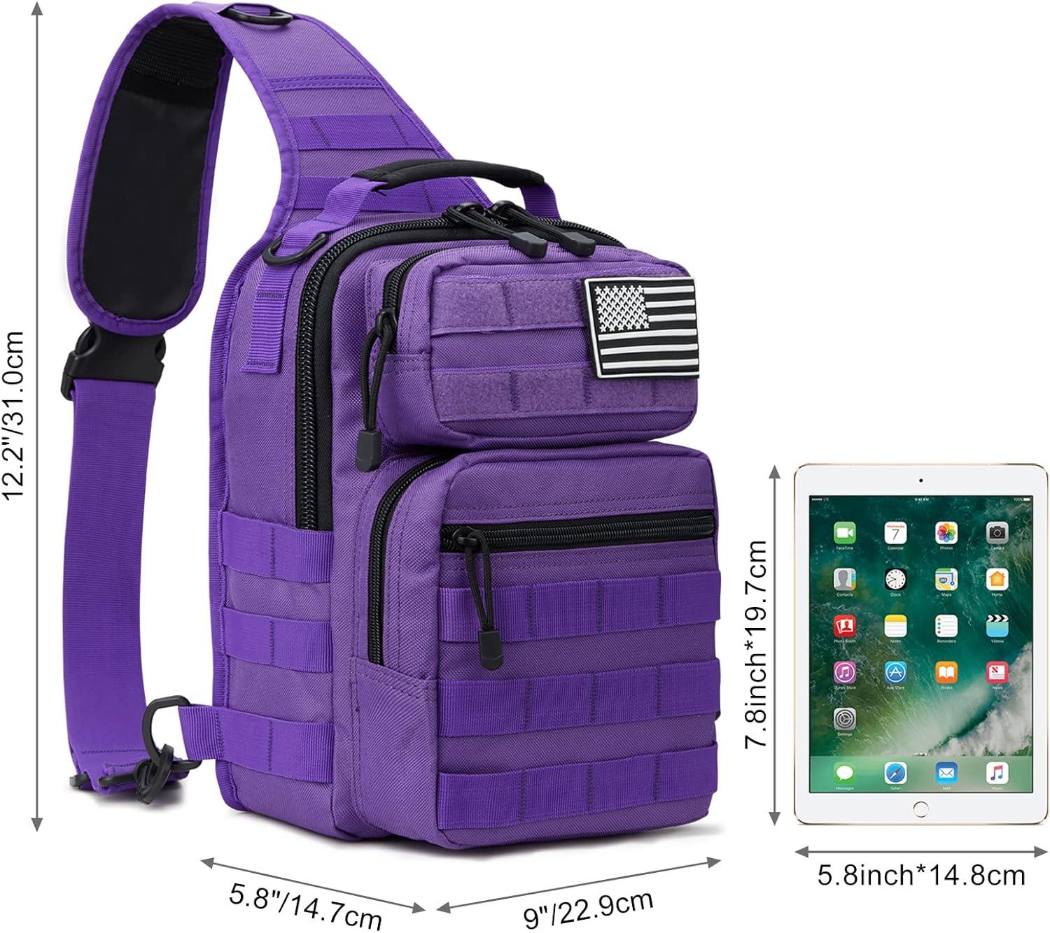 imageG4Free Tactical Sling Bag Backpack Military Rover Shoulder Sling Pack Molle EDC Small Crossbody Chest PackPurple