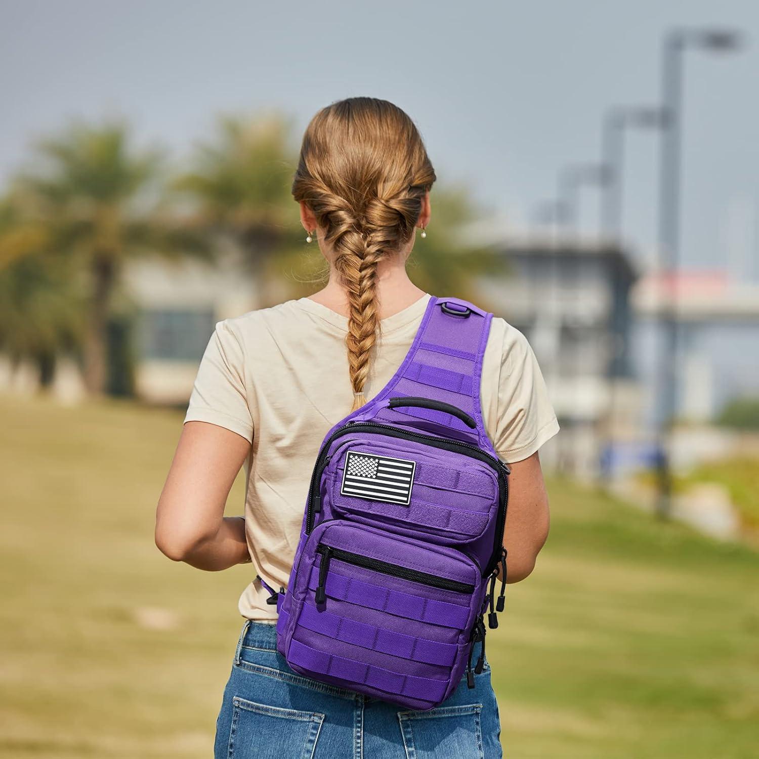 imageG4Free Tactical Sling Bag Backpack Military Rover Shoulder Sling Pack Molle EDC Small Crossbody Chest PackPurple