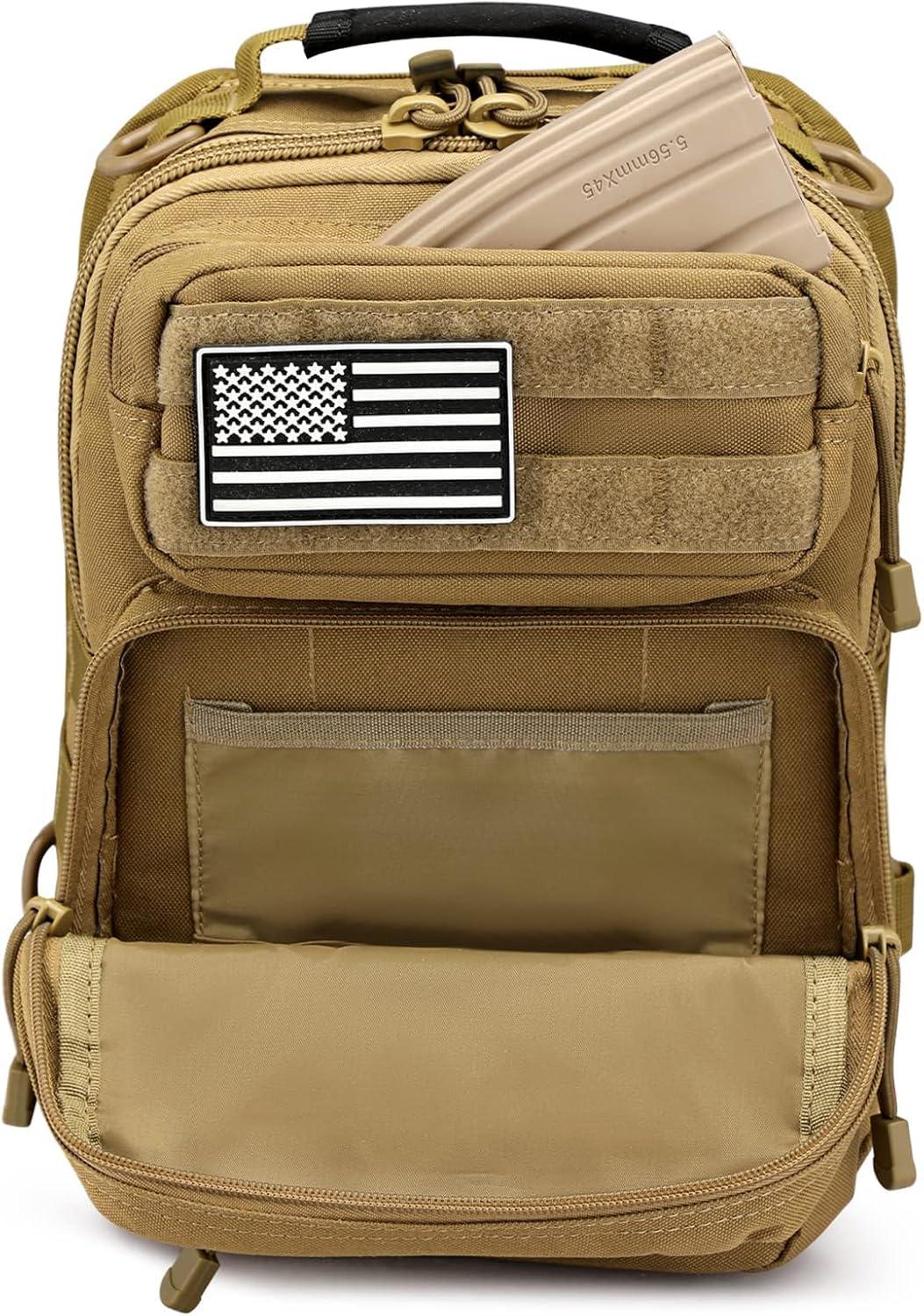 imageG4Free Tactical Sling Bag Backpack Military Rover Shoulder Sling Pack Molle EDC Small Crossbody Chest PackTan