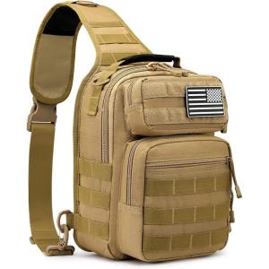 G4Free Tactical Sling Bag Backpack Military Rover Shoulder Sling Pack Molle EDC Small Crossbody Chest Pack(Tan)