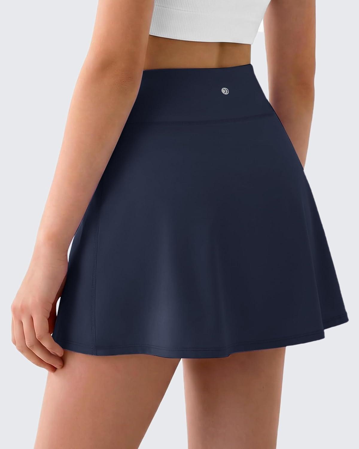 imageG4Free Barefeel Tennis Skirts for Girls High Waisted Athletic Skort with Builtin Shorts and Pockets for Golf Running CasualDark Navy