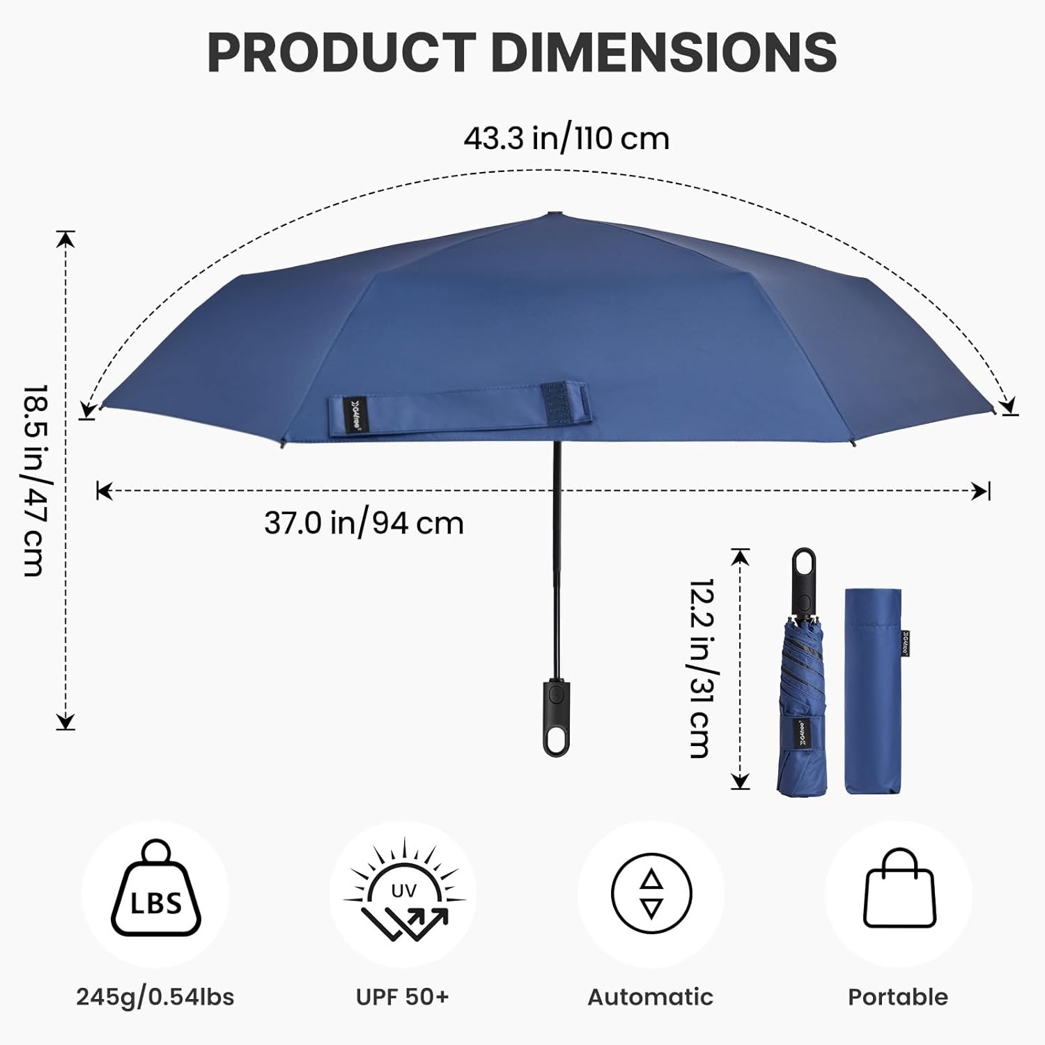 image:imageG4Free Travel Umbrella with Ring Carabiner Handle Automatic Open UV Protection Lightweight Compact Rain amp Sun Umbrella for Backpack Car CommutingNavy Blue