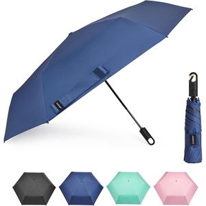 G4Free Travel Umbrella with Ring Carabiner Handle, Automatic Open UV Protection, Lightweight Compact Rain & Sun Umbrella for Backpack, Car, Commuting(Navy Blue)