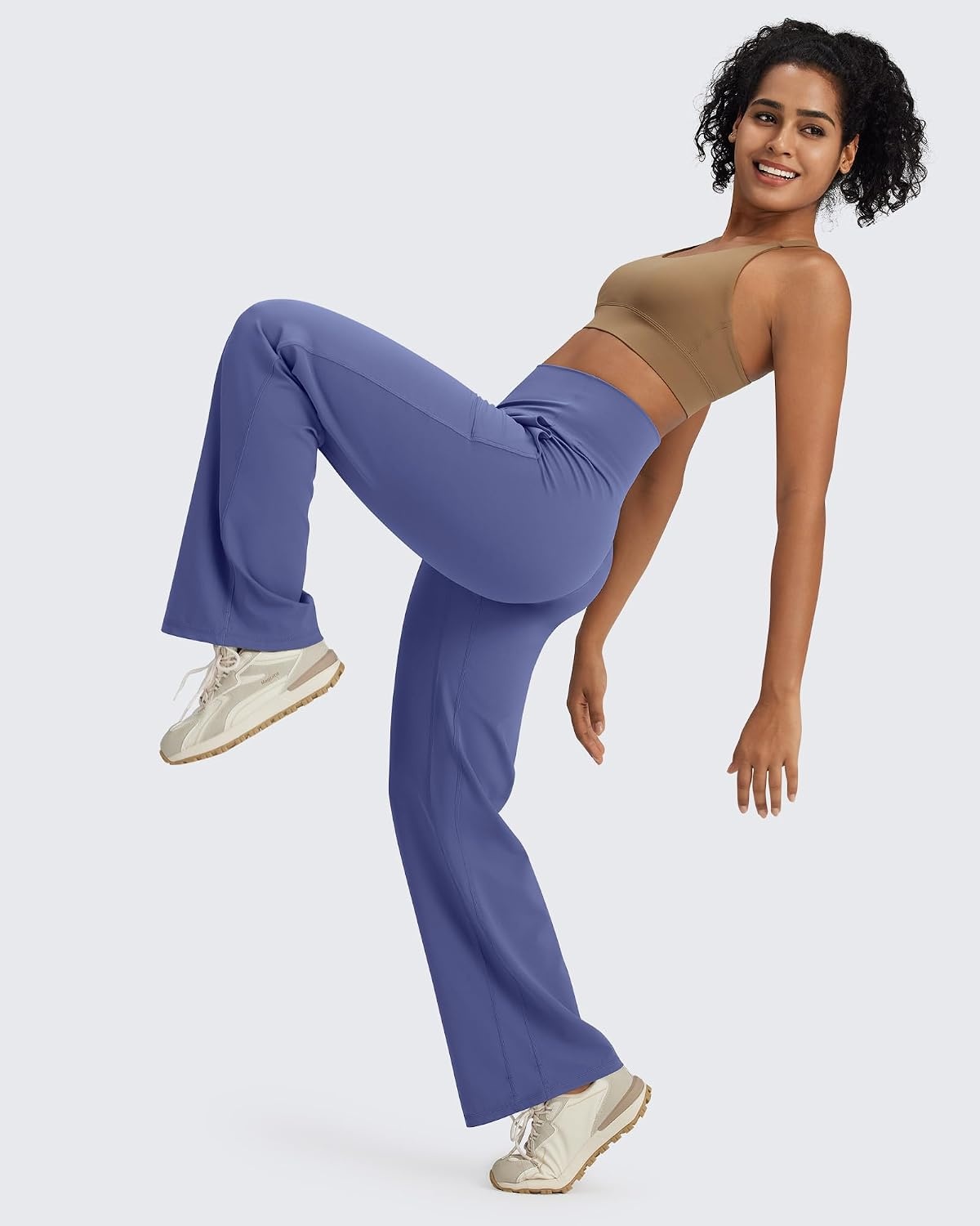 image:imageG4Free BareFeel Womens Wide Leg Stretch Yoga Pants with Pockets UltraSoft amp SkinFriendlyMoistureWickingPill amp Snag ResistantLYCRA StretchampShape HoldDusky Purple