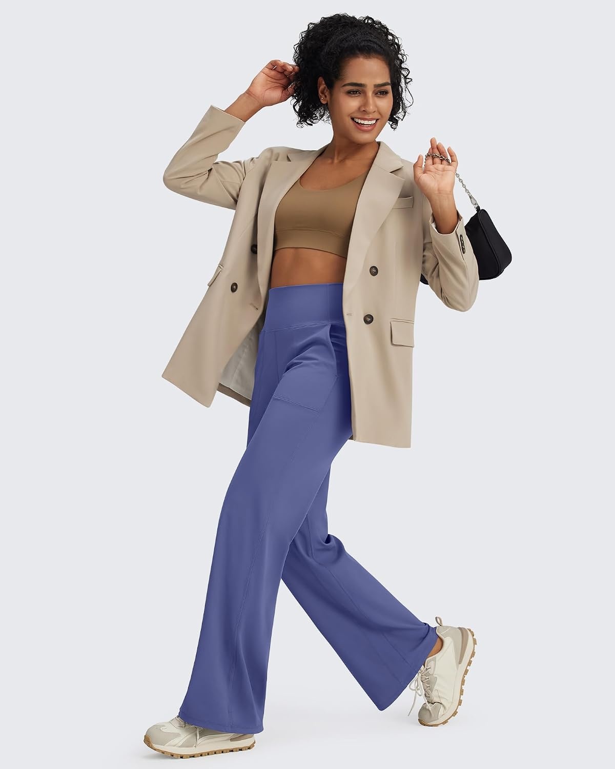 image:imageG4Free BareFeel Womens Wide Leg Stretch Yoga Pants with Pockets UltraSoft amp SkinFriendlyMoistureWickingPill amp Snag ResistantLYCRA StretchampShape HoldDusky Purple