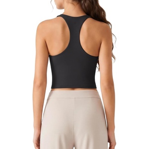 G4Free BareFeel Workout Racerback Tank Tops Removable Padded Built in Bra Yoga Tanks Athletic Gym Tennis Top(Black)