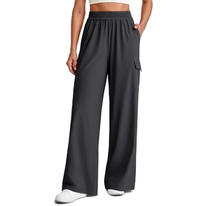 G4Free Chillwhisp Lightweight Wide Leg Summer Pants Women Elastic Waist | Cargo Pockets, Flowy, Moisture Wicking, Quick Dry, for Casual Travel(Black)