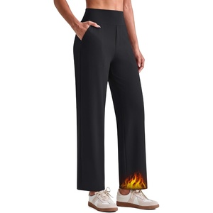 G4Free EverGoing Fleece Lined Ankle Pants Women Mock Fly Wide Leg Trouser | Thermal fabric, Side Pockets, Elastic Waist, for Casual, Dressy Work(Black)