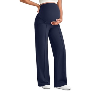 G4Free EverGoing Maternity Dress Pants Pregnancy Trousers Over the Belly | Front Seam,Two Side Pockets,Wide Leg,Sleek Soft,Slightly Brushed,Full Belly Coverage,for Work Casual Wear(Royal Blue)