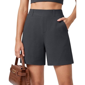 G4Free EverGoing Shorts for Women Dressy Casual with Pockets 5″ Belt Loops(Dark Gray)