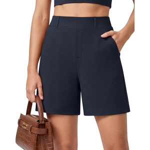 G4Free EverGoing Shorts for Women Dressy Casual with Pockets 5″ Belt Loops(Dark Navy)