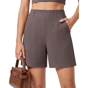 G4Free EverGoing Shorts for Women Dressy Casual with Pockets 5″ Belt Loops(Taupe)