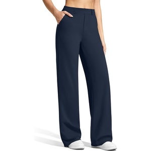 G4Free EverGoing Women’s Wide Leg Dress Pants with Pockets Belt Loops | Moisture Wicking, Soft Comfortable Feel, 4-Way Stretch, Faux Fly, Decorative Back Pockets, Work & Casual Wear(Dark Navy)