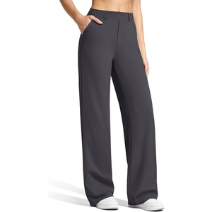 G4Free EverGoing Women’s Wide Leg Dress Pants with Pockets Belt Loops | Moisture Wicking, Soft Comfortable Feel, 4-Way Stretch, Faux Fly, Decorative Back Pockets, Work & Casual Wear(Dark Gray)