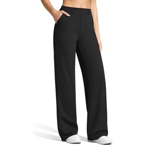G4Free EverGoing Women’s Wide Leg Dress Pants with Pockets Belt Loops | Moisture Wicking, Soft Comfortable Feel, 4-Way Stretch, Faux Fly, Decorative Back Pockets, Work & Casual Wear(Black)