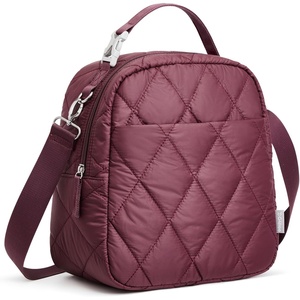 G4Free Large Insulated Lunch Bag, Leakproof Quilted Lunch Box Women Men, Reusable Puffer Lunch Bag For Work Picnic Travel, Black(Dark Red)