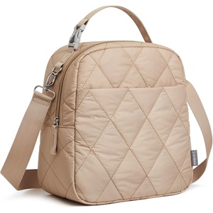 G4Free Large Insulated Lunch Bag, Leakproof Quilted Lunch Box Women Men, Reusable Puffer Lunch Bag For Work Picnic Travel, Black(Khaki)
