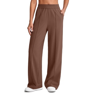 G4Free Lightweight Summer Pants for Women Flowy Wide Leg Pants Elastic Waist Quick Dry Trouser(Coffee Brown)